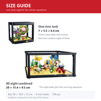 DREAMOCEAN Blocs de construction pour aquarium, 8 mini-aquariums qui se combinent en un seul ensemble, 729 pièces, ensemble de briques pour monde sous-marin, 6+