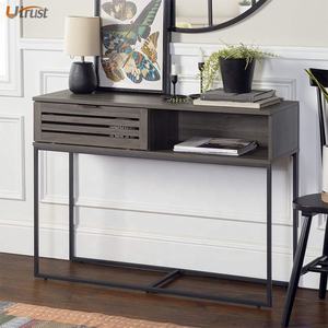 Design industriale grigio console da tavolo <span class=keywords><strong>con</strong></span> struttura in metallo e piano in legno vecchio rustico convertanle console da tavolo <span class=keywords><strong>con</strong></span> 1 porta scorrevole - Product Image 4