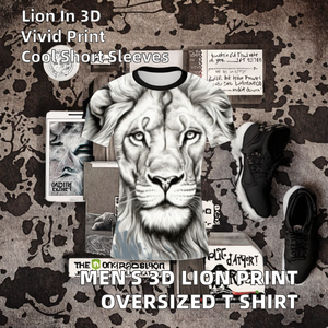 Camiseta de Verano para Hombre, Talla Grande, con Estampado 3D de León Luchando, Manga Corta, Tejida en Poliéster, Negra y Blanca, Transpirable y de Secado Rápido - Product Image 2