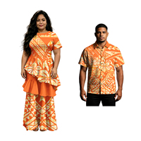 Tenues de couple pour soirée sur la plage, chemises polynésiennes pour hommes, robes longues à volants décontractées pour femmes, costume de couple samoan