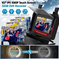 Caméra d'inspection de canalisation 512 Hz avec écran tactile HD 10,1 pouces, compteur de mètres, 16 Go, câble de 50 m, caméra de vidange auto-nivelante