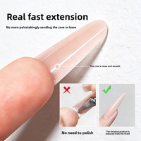 Molde de uñas tipo sándwich OEM con logo, transparente, 240 puntas/caja, puntas de uñas de doble capa, finas, cónicas, ovaladas, largas, cortas, tipo ataúd, almendradas