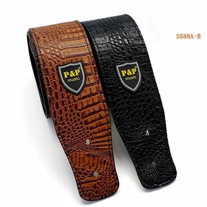 Cinturones de guitarra universales de cocodrilo de cuero PU personalizados correa de Bajo Eléctrico acústico - Product Image 1