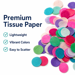 Confettis en papier de soie multicolores en forme de cercle pour la décoration de mariage, d'anniversaire, de fête de naissance - Product Image 2