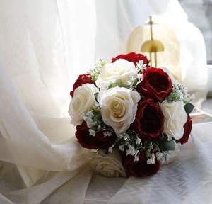 All'ingrosso bianco bordeaux rosa blu Color caffè rose finte stella damigella Bouquet matrimonio coreano occidentale Bouquet a mano - Product Image 1
