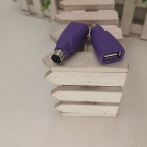 <b>Usb</b> Female To Ps2 Male <b>Adapter</b> For Keyboard Mouse Purple Abs Material <b>Plug</b> In Connector - Product Image 2