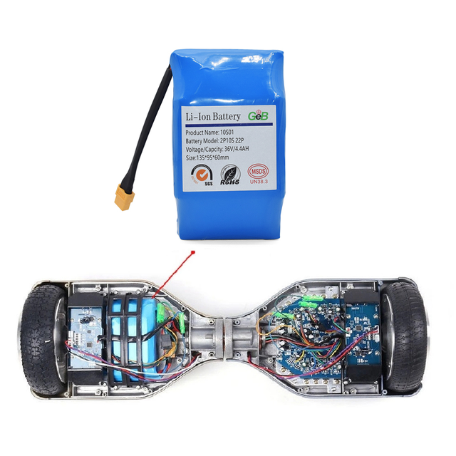 GEB Factory Price Rechargeable 36v 4.4ah Lithium Ion Batteries Battery Pack 18650 Li-ion Battery for Balance Car