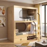 Lit superposé en bois avec armoire de rangement, tiroir et étagère à chaussures, lit superposé moderne pour enfants, chambre, appartement, dortoir