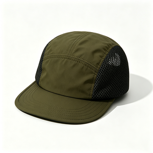 Gorra Deportiva de 5 Paneles de Secado Rápido para Camping, Color Oliva en la Parte Delantera, Malla Negra en la Parte Trasera, Ligera, Ajustable, Unisex, para Senderismo y Pesca - Product Image 4