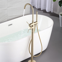 Robinet de baignoire à une poignée de filtre de baignoire indépendant au sol de haute qualité avec vanne de douche à main.