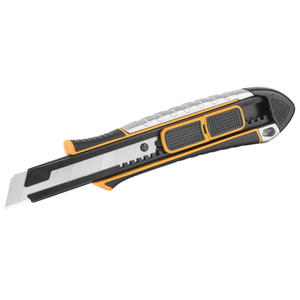 Dual function zinc alloy snap off utility knife with 18mm blade and stainless steel sheath