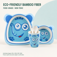 Ensemble de vaisselle pour bébés et enfants, assiettes et bols en fibre de bambou personnalisés avec des dessins animés, assiette et vaisselle pour bébé, sans BPA
