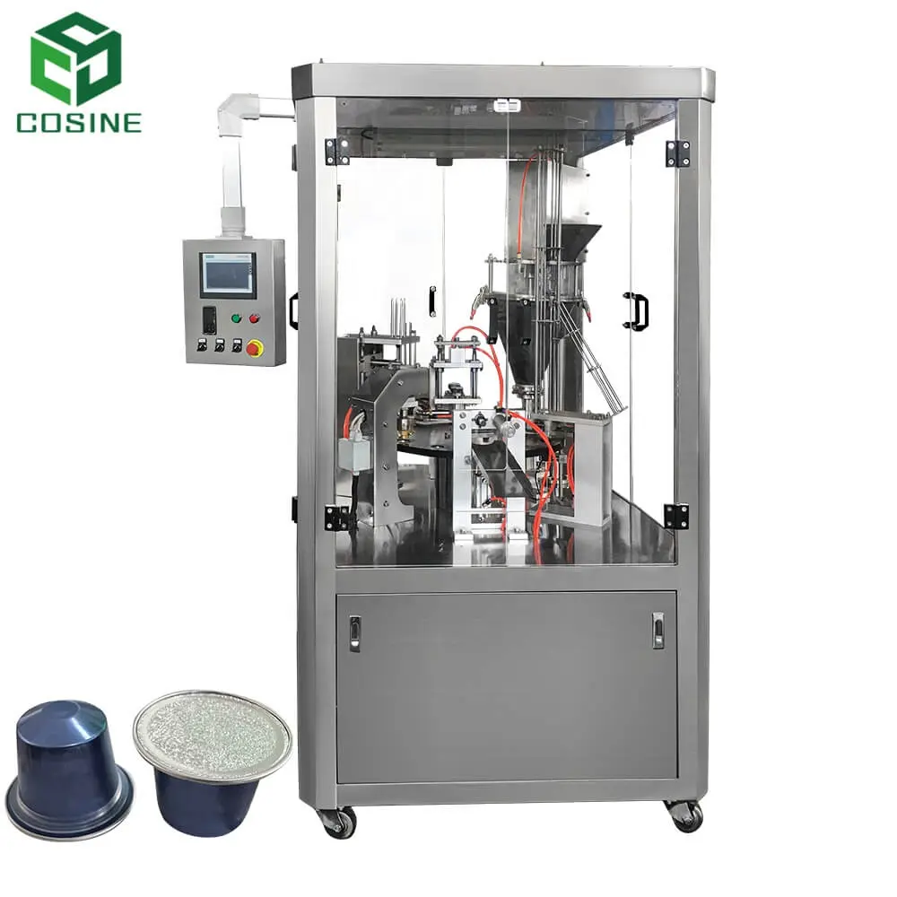 High speed rotary type automatic coffee powder filling and sealing machine price for packing K cup