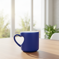 Tasses en céramique personnalisées avec logo, sublimation mate, cadeau de la Saint-Valentin, poignée en forme de cœur, mugs à café vierges changeant de couleur