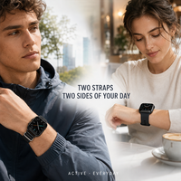 Montre connectée Xtauri YX98 avec écran AMOLED de 2,01 pouces, haut-parleur Bluetooth transparent triangulaire, 2 bracelets, charge sans fil, coffret cadeau