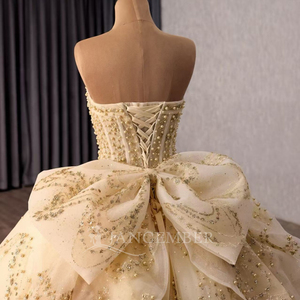 Robe de soirée vintage 251127, style princesse, ornée de perles et de cristaux, taille naturelle, perles champagne, robe de bal bouffante pour Quinceañera - Product Image 6