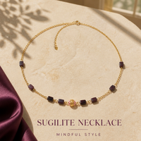Collier en perles de Sugilite d'Afrique du Sud, pierre précieuse naturelle, collier d'équilibre énergétique pour le yoga, cadeaux