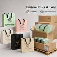 Sacs en papier cartonnés de luxe personnalisés pour vêtements, avec logo imprimé et ruban long, vente en gros