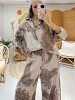 Ensemble Abaya Modeste Y296, Chemise Imprimée Paisley et Pantalon Large, Tenue Deux Pièces pour Femmes Musulmanes, Casual, Élégant, à Porter au Quotidien
