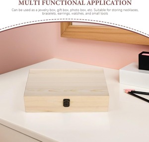 Caja de Madera de Pino Natural con Tapa Abatible <span class=keywords><strong>y</strong></span> Cierre Frontal, Vitrina Cerrada con Tapa de Vidrio - Product Image 3