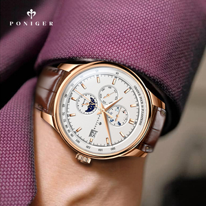 Reloj de Cuero PONIGER 2026 OEM para Hombre, Directo de Fábrica, 4 Colores, Relojes de Pulsera para Hombre, Automático W P8.15, Reloj Masculino de Lujo - Product Image 1