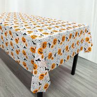 Nappe jetable d'Halloween en plastique à motifs de citrouilles pour décorations de fête d'Halloween, couvre-table effrayant à motifs de citrouilles