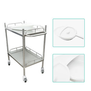Meubles hospitaliers Table à roulettes MY-R052A-B1 Instrument de table en acier inoxydable <span class=keywords><strong>2</strong></span> <span class=keywords><strong>plateaux</strong></span> pour clinique - Product Image 3