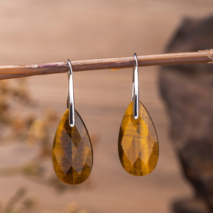 Nouvelles boucles d'oreilles en œil de tigre et améthyste, pierres semi-précieuses, faites à la main, en quartz rose, bijoux pour la guérison, cadeau - Product Image 4