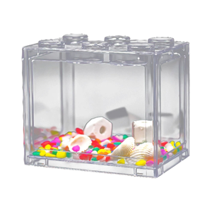 Mini <b>Acrylic</b> Square Fish Tank with Light Small Plastic Tank for Betta Turtle Goldfish for Office Landscaping Outdoor Spaces - Product Image 4