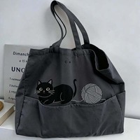 Sacs fourre-tout en toile en gros avec fermeture éclair et multiples poches, sacs à bandoulière décontractés ; sacs de courses réutilisables pour filles