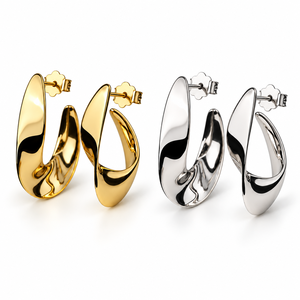 Pendientes de tuerca con forma de U irregulares para mujer, accesorios sencillos para el día a día - Product Image 4