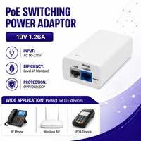 Inyector PoE de 24W 35W 54W 90W 19V 48V 54V 56V 0.5A 1A para Puntos de Acceso Inalámbricos Wifi, Teléfonos IP y POS