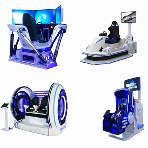 เครื่องจำลองการขับรถ VR แบบแข่งรถ รองรับผู้เล่นหลายคน พร้อมพวงมาลัยและแท่นเคลื่อนไหวแบบครบชุด - Product Image 1