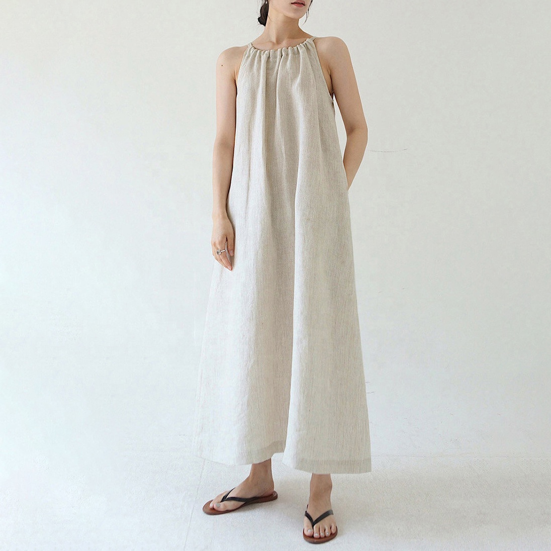 chinese dress ladies Real Style One-Piece Dress for Women Long Spring Summer Short Sleeve Elegant Plus Size Loose Collar Straight I-Line Stylish Simple Body Shape Cover Ko main image 1