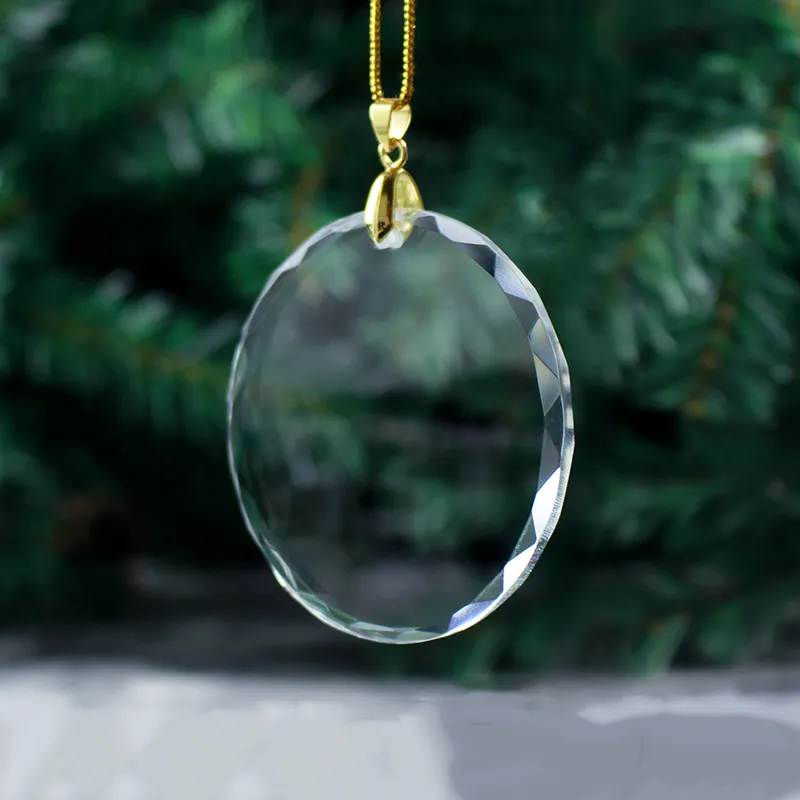 Engravable Clear Blank Flat Glass Circle Pendants Christmas Ornament Glass