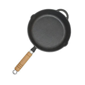 Cast Iron Nonstick Frying Pan Round 28Cm With Wooden Handle For Induction And Gas Stove - Product Image 1
