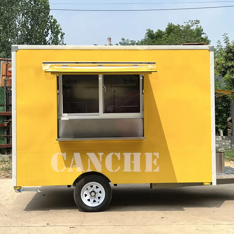 Estándar americano de doble eje concesión al aire libre tracción caravana móvil equipo de panadería ensalada refrigerador remolque