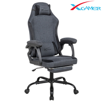Chaise de jeu pour ordinateur de style Anji, dossier haut, pivotante, respirante, en tissu gris, avec cadre en acier et capacité de 500 lb