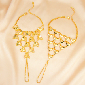 Pulseras de Moda con Anillo de Dubai, Chapadas en Oro de 21k, Diseño de Corazón y Mariposa, para Mujeres, Eventos y Fiestas - Product Image 4
