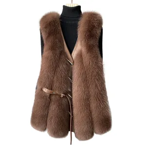 ZDFURS*Autumn and winter new Fox Fur vest women's medium and long waistcoat coat
