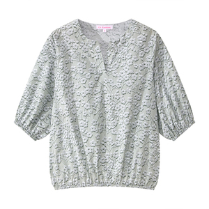 Logo de motif de couleur personnalisé 100% coton chemisiers pour femmes lâche à manches courtes - Product Image 2