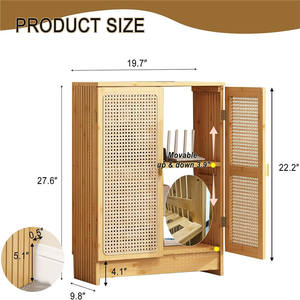 Gabinete de almacenamiento de enrutador WiFi de ratán, caja de almacenamiento de piso de bambú con estantes ajustables, gabinetes de pie modernos de doble Teir - Product Image 4