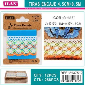 Nastri in Pizzo Ilan 4,5Cm X 0,5M Bianco Arancione Materiali per Artigianato - Product Image 3