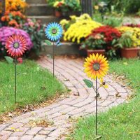 Ensemble de 3 piquets de jardin élégants et de haute qualité en fer thermolaqué, fleurs décoratives colorées, utilisation intérieure et extérieure, imperméables, pour pelouse