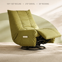 Sillón Reclinable Moderno y Cómodo con Base Giratoria, Reclinación Eléctrica y Ángulo Ajustable, Sillón Reclinable Impermeable