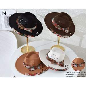 Cappello Etnico in Lana Fatto a Mano Stile Nazionale Z, Regolabile Unisex per Tutte le Stagioni, Sombrero con Parte Superiore in Tela - Product Image 2