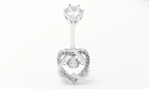 Nouveau produit transfrontalier très demandé : Bijou de piercing pour nombril en zircon cœur de pêche à six griffes, vente en gros transfrontalière - Product Image 6