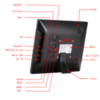 Marco de Fotos Digital LCD IPS Clásico de 8 Pulgadas con Control Remoto para Reproducción Fácil de Video MP4/AVI desde Tarjetas USB/SD y Visualización de Reloj
