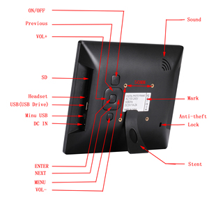 Marco de Fotos Digital LCD IPS Clásico de 8 Pulgadas con Control Remoto para Reproducción Fácil de <span class=keywords><strong>Video</strong></span> MP4/AVI desde Tarjetas USB/SD y Visualización de Reloj - Product Image 3