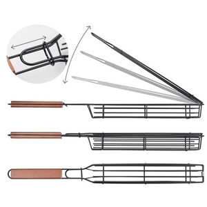 Panier de cuisson portable C341 en acier inoxydable antiadhésif avec poignée en bois pour barbecue – Vente en gros - Product Image 5